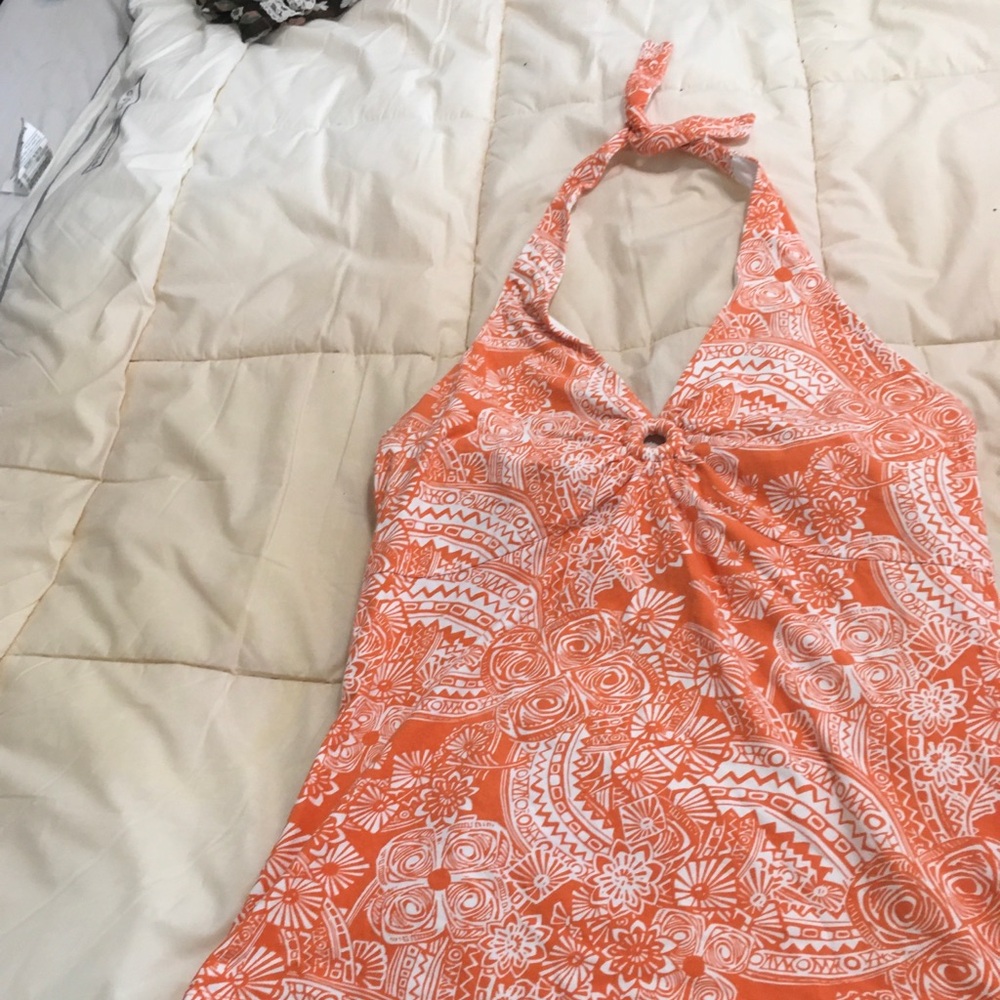 Jones New York Orange Floral Halter Top